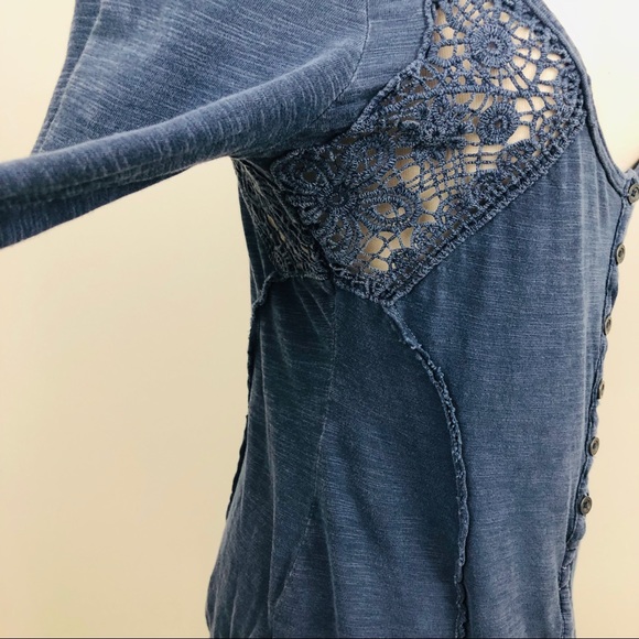 [Free People] Blue Keepsake Slub Henley - Picture 6 of 8